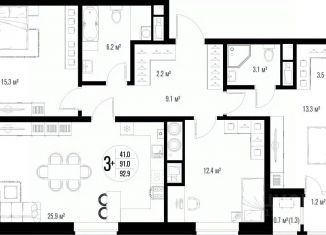 Продаю 3-комнатную квартиру, 92.9 м2, Астраханская область