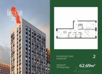Продается двухкомнатная квартира, 62.69 м2, Серпухов