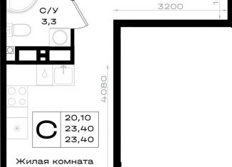 Продажа 1-комнатной квартиры, 23.4 м2, Аксай