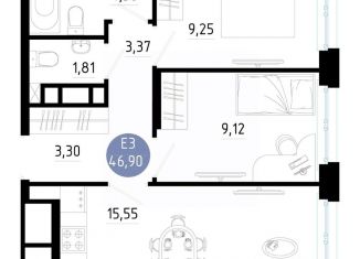 Продаю 2-ком. квартиру, 46.9 м2, Рязань