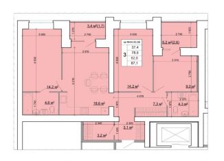 Продаю трехкомнатную квартиру, 82.8 м2, Кострома, Центральный район