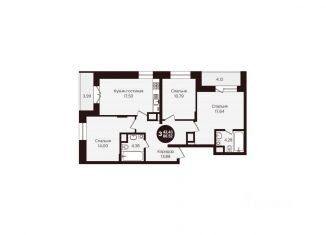 Продажа трехкомнатной квартиры, 86.52 м2, Чебоксары