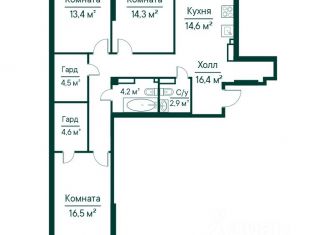 Продаю трехкомнатную квартиру, 91.42 м2, Самара, Липецкая улица, 1, метро Московская