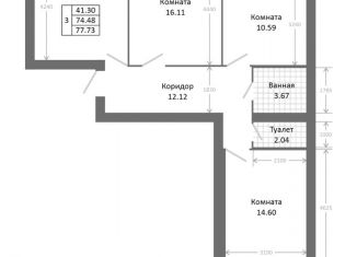 Продается 3-ком. квартира, 77.73 м2, Ярославль