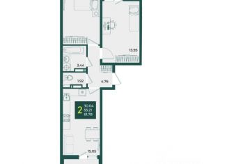 Продам 2-комнатную квартиру, 61.78 м2, Краснодарский край