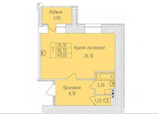 1-комнатная квартира на продажу, 40.65 м2, Старый Оскол
