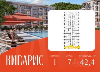1-комнатная квартира на продажу, 42.4 м2, Краснодарский край