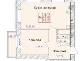 Продаю 1-комнатную квартиру, 49.22 м2, Ярославская область