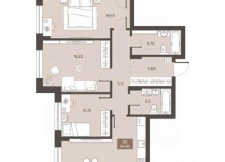 Продаю трехкомнатную квартиру, 94.95 м2, Омск