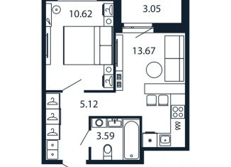 Продается 1-комнатная квартира, 34.53 м2, Ленинградская область