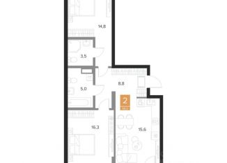 Продажа двухкомнатной квартиры, 65.2 м2, Курск