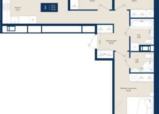 Продаю трехкомнатную квартиру, 75.09 м2, Ленинградская область