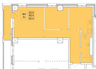 Продается двухкомнатная квартира, 50.4 м2, Якутск