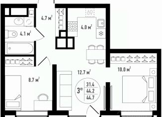 Продается 3-комнатная квартира, 44.7 м2, Астрахань, Ленинский район