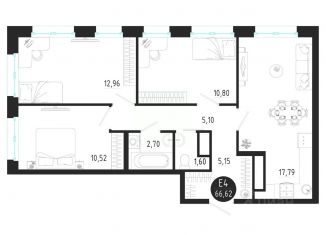 Продажа трехкомнатной квартиры, 66.62 м2, Тула