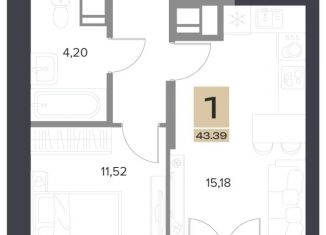 Продажа 1-ком. квартиры, 43.39 м2, Рязань