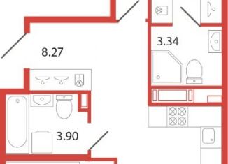 Продаю двухкомнатную квартиру, 66.55 м2, Бугры