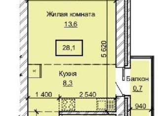 Продается 1-комнатная квартира, 28.1 м2, Барнаул, Центральный район