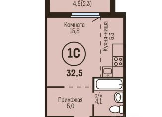 Продажа однокомнатной квартиры, 32.5 м2, Барнаул