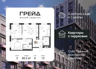 Продам трехкомнатную квартиру, 68.2 м2, Краснодарский край