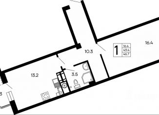 Продажа 1-комнатной квартиры, 46.7 м2, Алушта