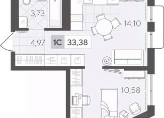 Продажа 1-комнатной квартиры, 33.38 м2, Тюмень