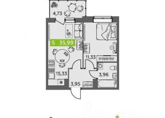 Продаю 1-ком. квартиру, 35.99 м2, Северодвинск