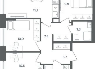 Продажа 3-ком. квартиры, 63.8 м2, Пермь, Индустриальный район