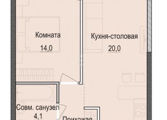 Продается 1-ком. квартира, 42.2 м2, Казань