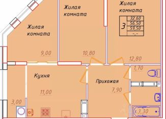 Трехкомнатная квартира на продажу, 59 м2, Ставропольский край
