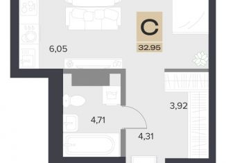 Продаю квартиру студию, 32.95 м2, Тула
