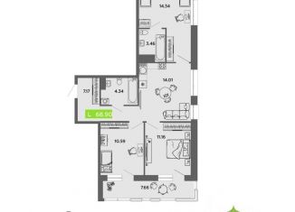 Продам 3-комнатную квартиру, 68.9 м2, Архангельск