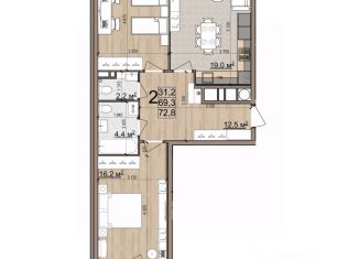Продажа 2-ком. квартиры, 73 м2, Рязань, ЖК Еврокласс