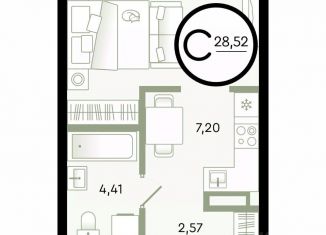 Продаю квартиру студию, 28.52 м2, Тюмень