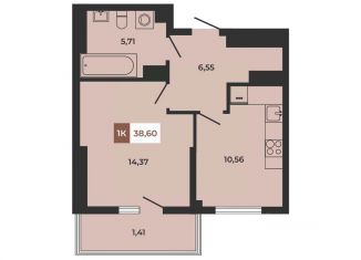 Продается однокомнатная квартира, 38.6 м2, Ростовская область