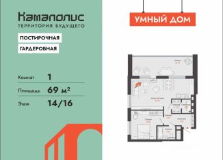 Продажа 1-комнатной квартиры, 69 м2, Пермь