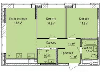 Продается 2-комнатная квартира, 56.1 м2, Ижевск, Устиновский район