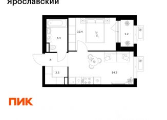 Продам однокомнатную квартиру, 34.8 м2, Московская область