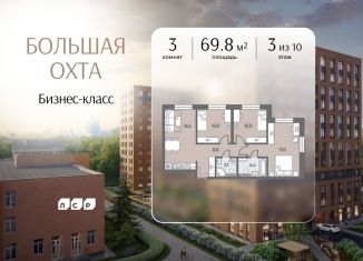 Продам трехкомнатную квартиру, 69.8 м2, Санкт-Петербург