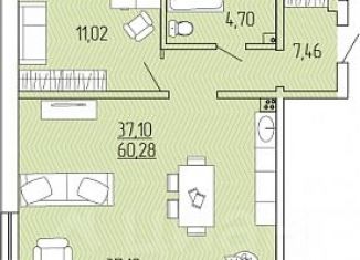 1-комнатная квартира на продажу, 60.28 м2, Бурятия