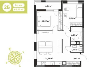 Продаю двухкомнатную квартиру, 65.22 м2, Ижевск