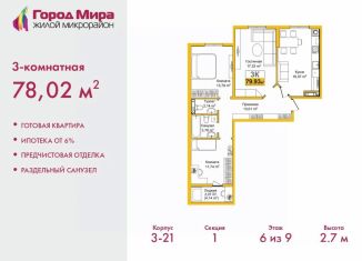 Продам 3-комнатную квартиру, 78.02 м2, Крым