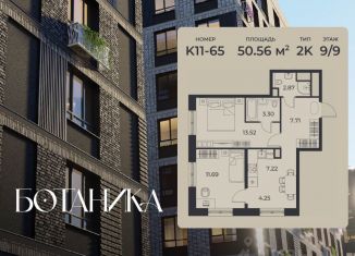 Продаю двухкомнатную квартиру, 50.56 м2, Липецк