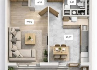 Продаю 1-комнатную квартиру, 40.66 м2, деревня Алтуховка