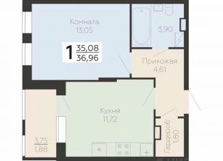 Продаю 1-комнатную квартиру, 36.96 м2, Воронеж