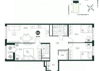 Продается 4-ком. квартира, 91.16 м2, Тюмень