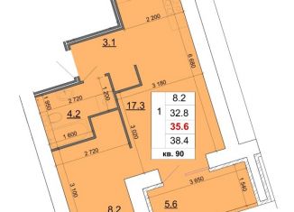 Продам однокомнатную квартиру, 35.6 м2, Костромская область