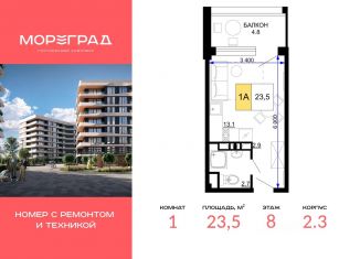 Продажа однокомнатной квартиры, 23.5 м2, Краснодарский край