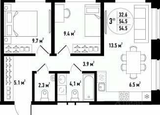 Продаю трехкомнатную квартиру, 54.5 м2, Астрахань, Ленинский район