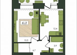 Продается 1-комнатная квартира, 41.9 м2, Благовещенск